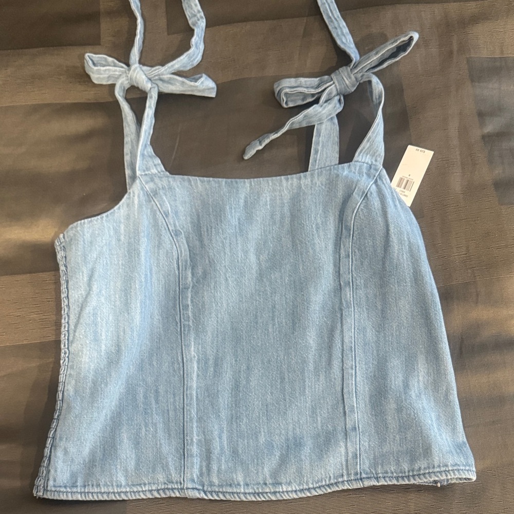 Old Navy Blue Denim Tie-Strap Top